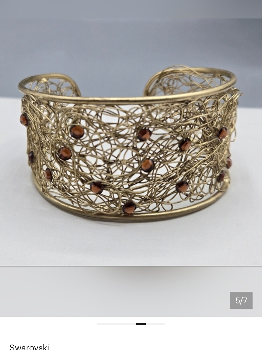 Swarovski Gold Filigree Cuff Bracelet with Amber Stones